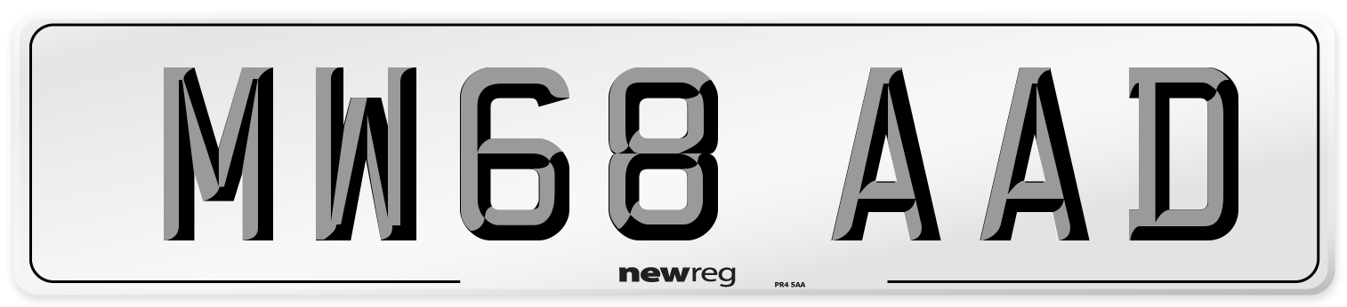 MW68 AAD Number Plate from New Reg